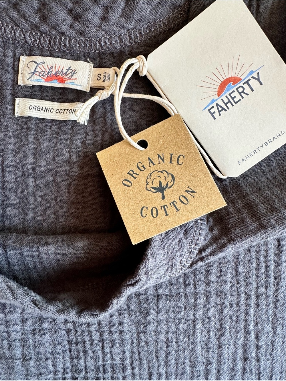 Faherty Charcoal Gray Ribbed Cotton Tank Top - Picture 5 of 7